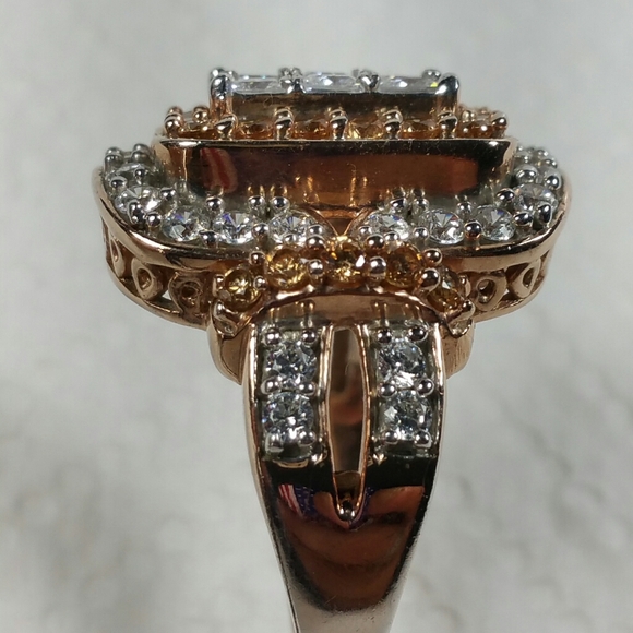 DESIGNER SJ ROSE GOLD STERLING MORGANITE CZ  RING - Picture 3 of 8